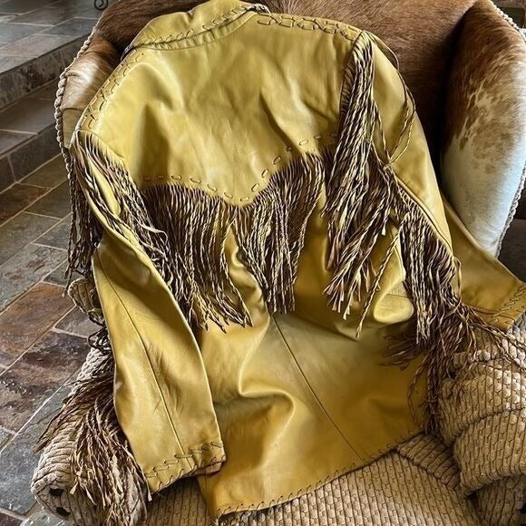 Vintage Double D Ranchwear Camel Fringe Long Leather Jacket / SOLD