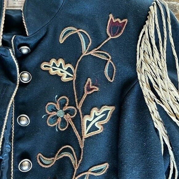 Vintage Double D Ranchwear Wool Embroidered - Leather Fringed Jacket