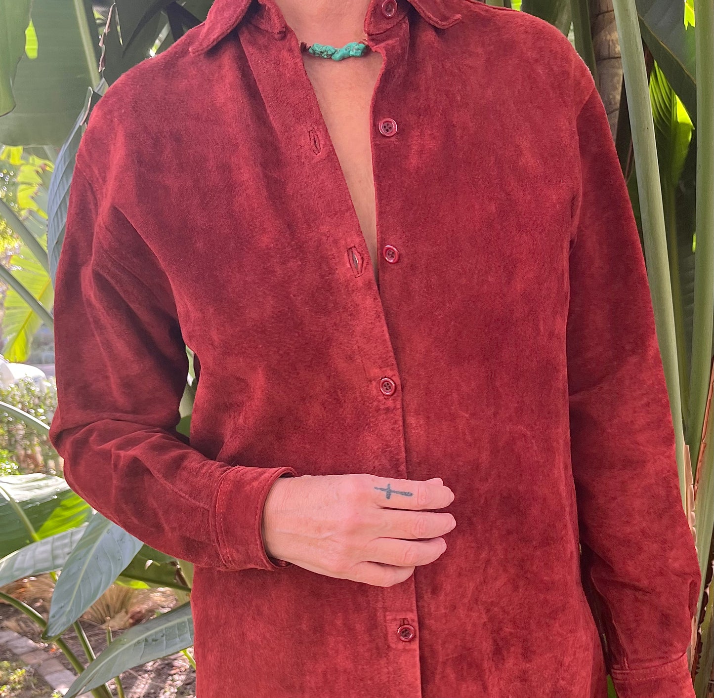 Vintage Leather Button-Down Shirt