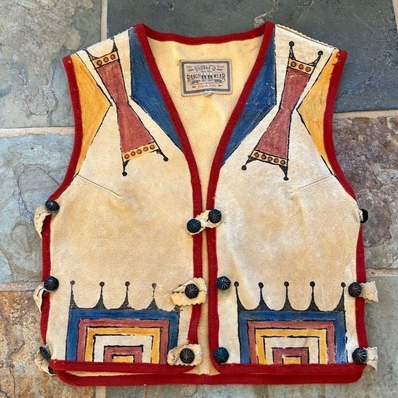 Vintage Double D Ranchwear Painted  Leather Vest / SOLD