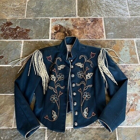 Vintage Double D Ranchwear Wool Embroidered - Leather Fringed Jacket